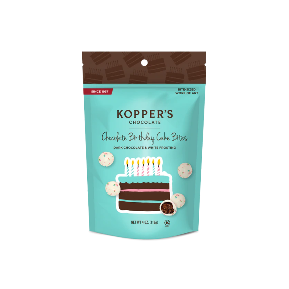 
            
                Load image into Gallery viewer, Koppers - Chocolate Birthday Cake Bits (113g) - Front Side
            
        