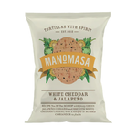 Manomasa - White Cheddar and Jalapeno Tortilla Chips (160g) - Front Side