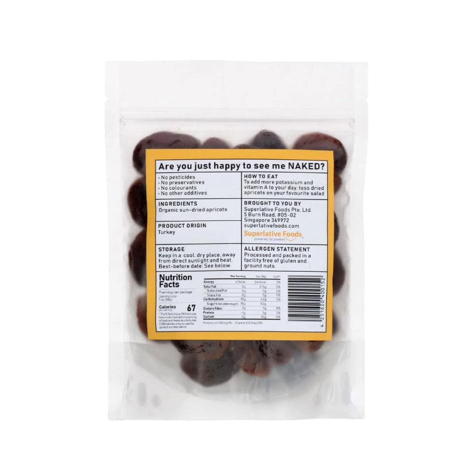 
            
                Load image into Gallery viewer, Naked - Organic Sundried Apricots (200g) - Nutritional Information
            
        