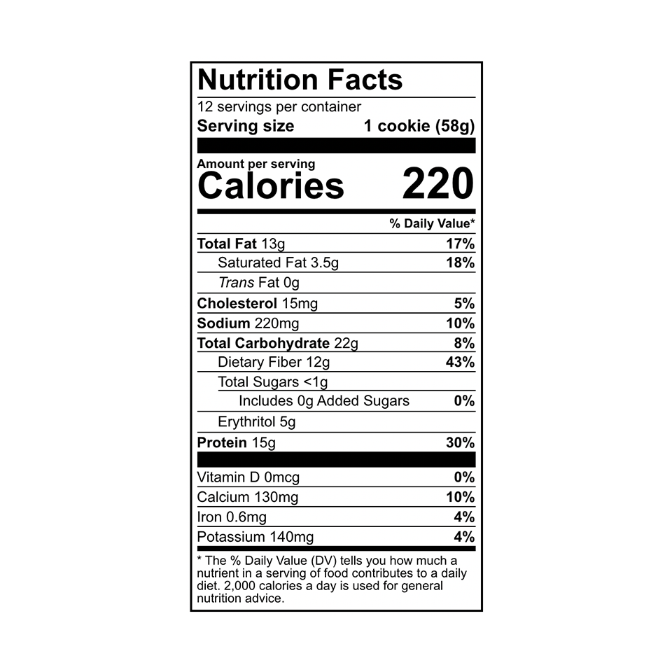 Quest - Peanut Butter Protein Cookies (58g) - Nutritional Information