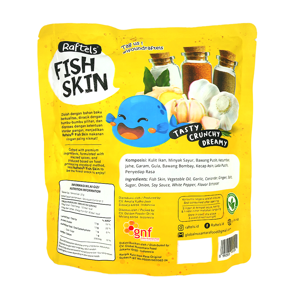 Raftel - Fish Skin Original (75g) (10/carton) – Tasty Snack Asia