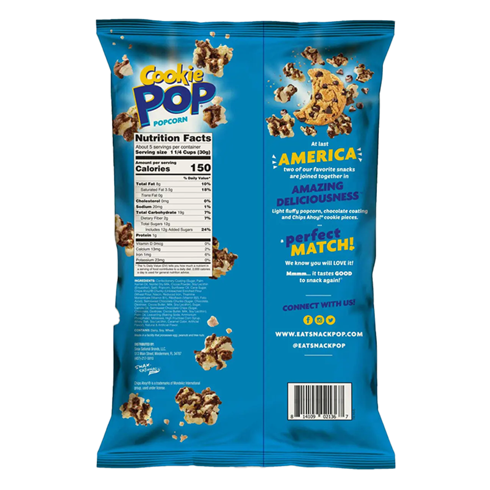 
            
                Load image into Gallery viewer, Snax - Chips Ahoy Pop Pop Corn (149g) - Back Side
            
        