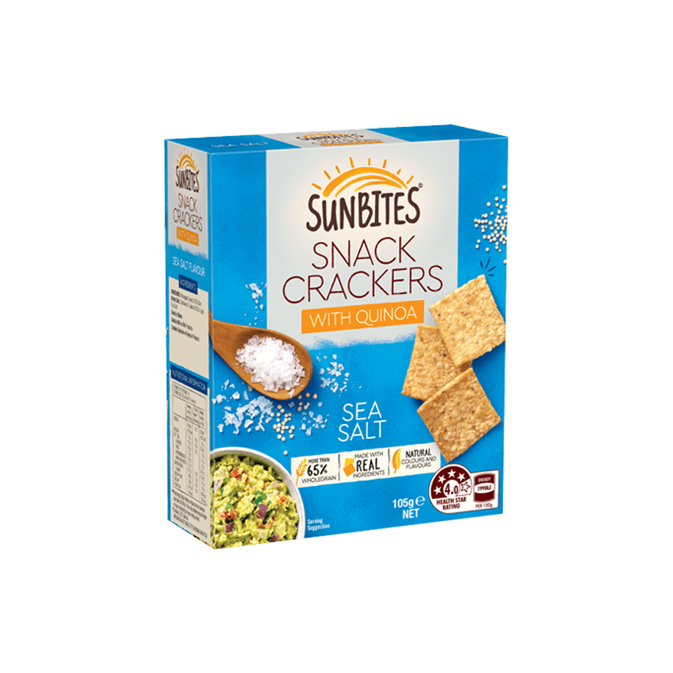 
            
                Load image into Gallery viewer, Sunbites - Sea Salt Snack Crackers with Quinoa (110g)
            
        