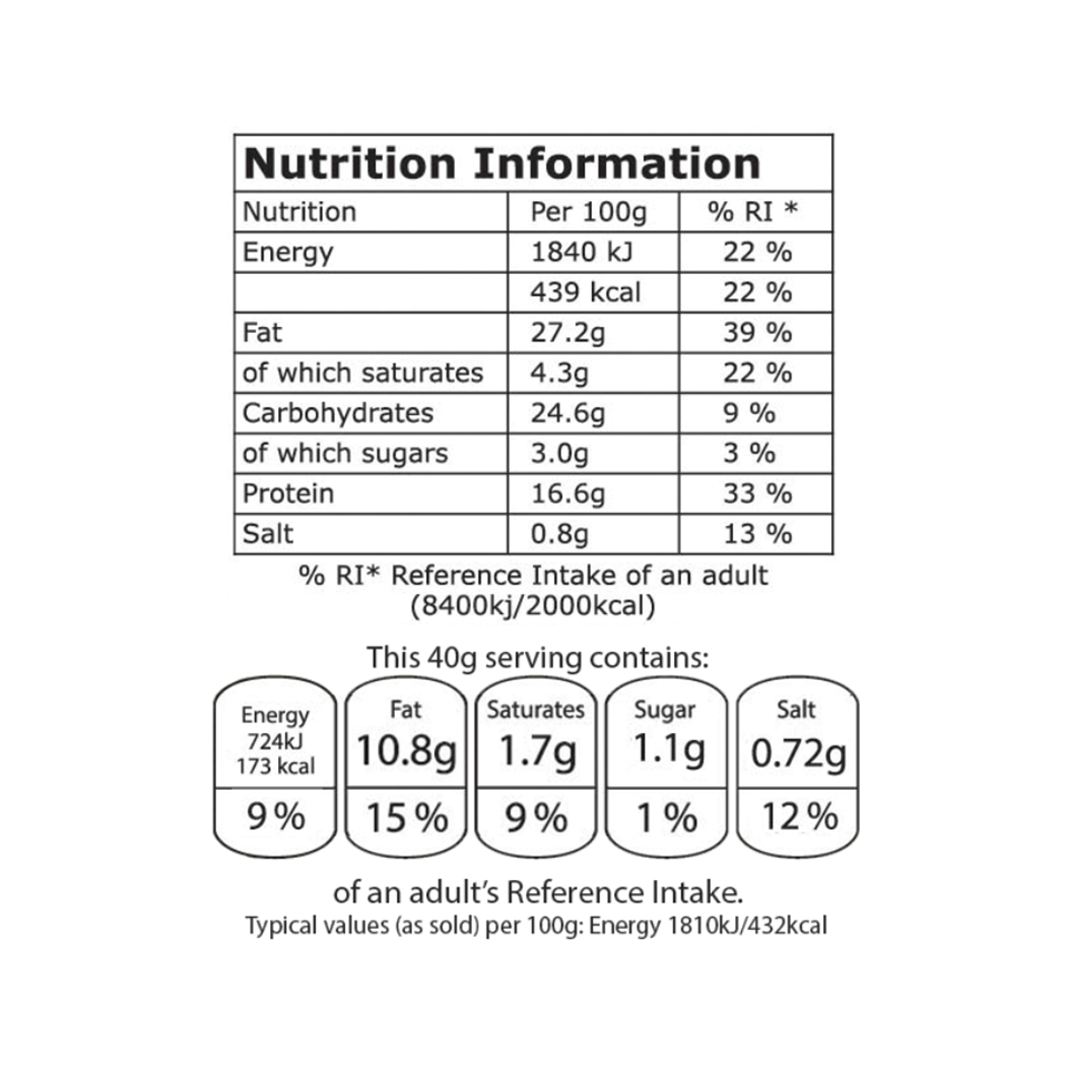 Temole - Sour Cream Almond Chips (40g) - Nutritional Information
