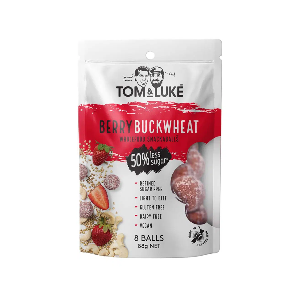 Tom & Luke - Berry Buckwheat Wholefood Snackaballs (88g) (12/carton)