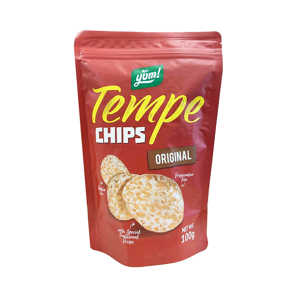 Yum - Original Flavoured Tempe Chips (100g) - Front Side