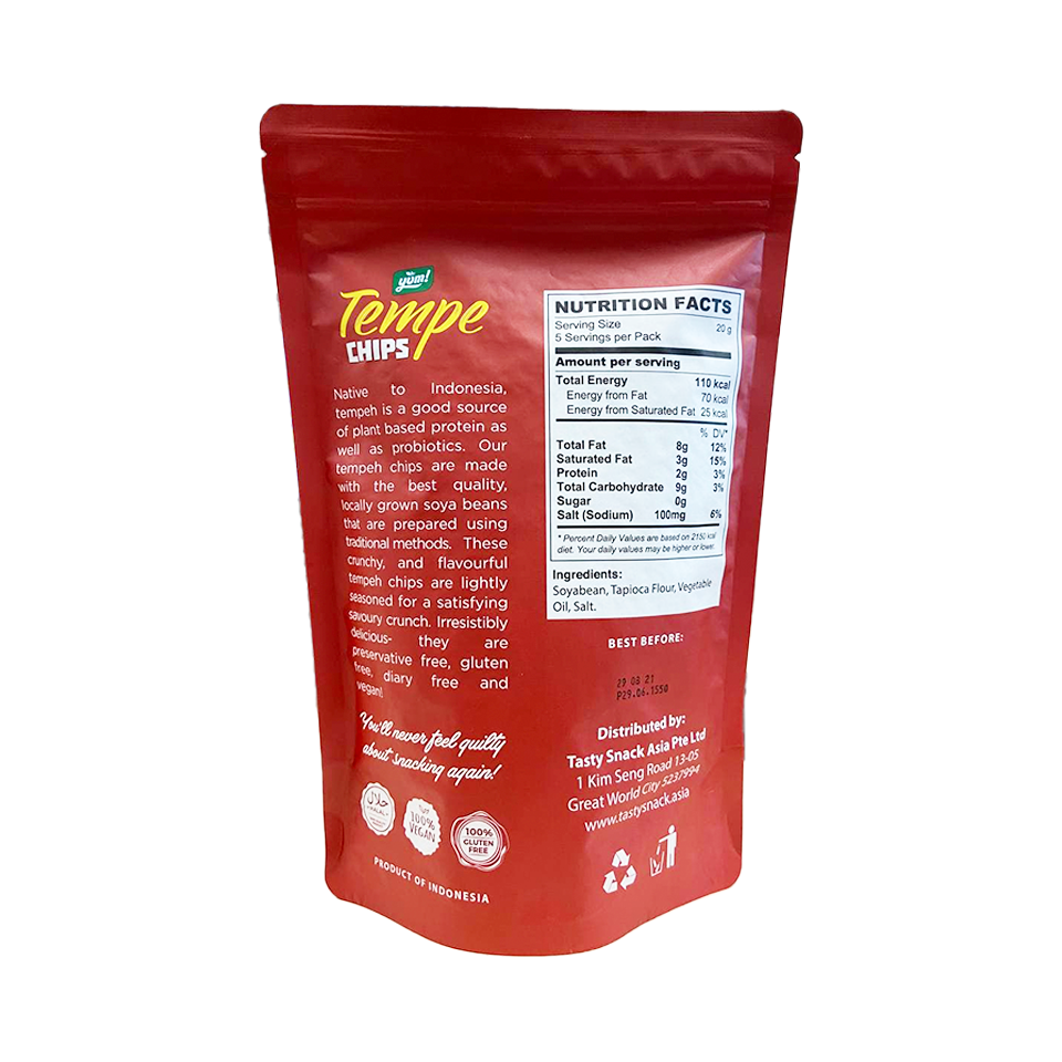Yum - Original Flavoured Tempe Chips (100g) - Back Side